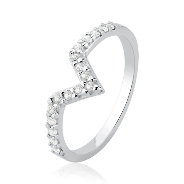 Anel V c/ Zirconias Cristal