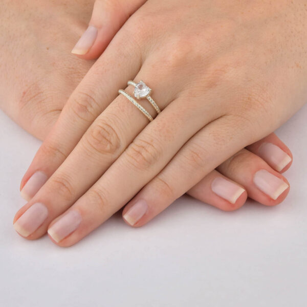Anel Duplo Coração Zirconia Cristal - Imagem 3