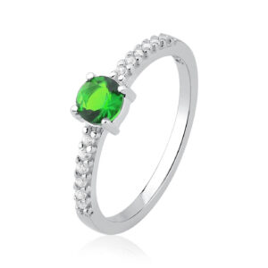 Anel Tiffany Solitário 5mm Verde Esmeralda