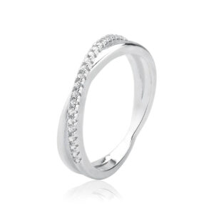 Anel X Liso c/ Zirconias Cristal