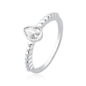 Anel Gota c/ Zirconia Cristal