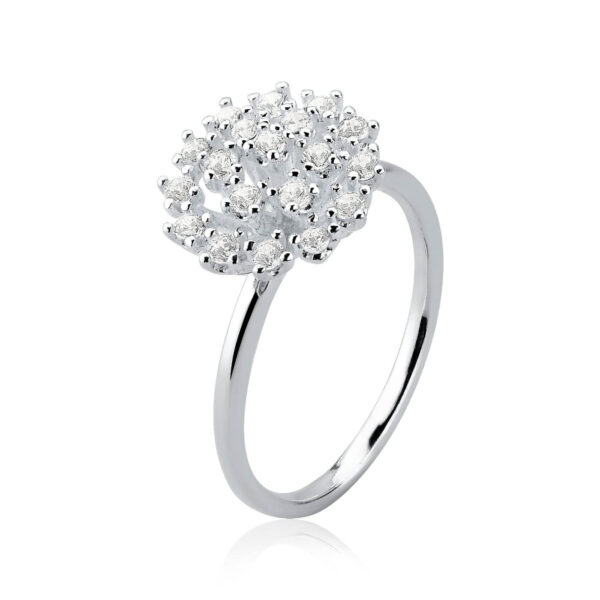 Anel Cacho de Flor com Zircônia Cristal