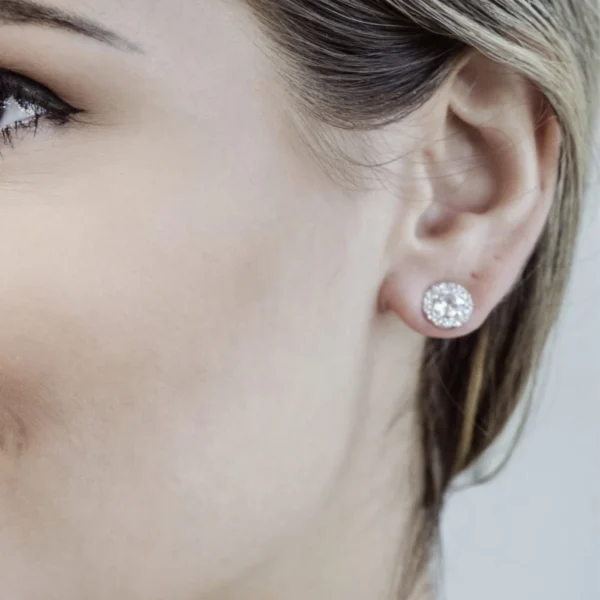 Brinco Princesa Redondo Zirconia Cristal - Imagem 2