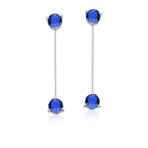 Brinco Ponto De Luz Pendente Azul Safira