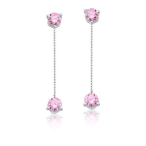 Brinco Ponto De Luz Pendente Rosa