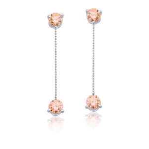 Brinco Ponto De Luz Pendente Zircônia Rosa