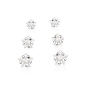 Brinco Trio Estrela 3 / 4 / 5 MM Com Zirconia