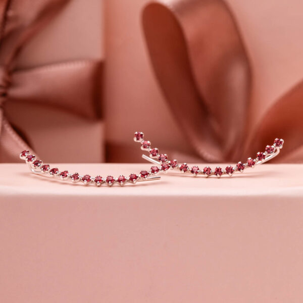 Brinco Ear Cuff 15 Zircônias Safira Rosada - Imagem 2