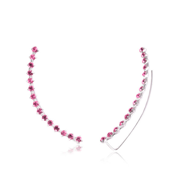 Brinco Ear Cuff 15 Zircônias Safira Rosada