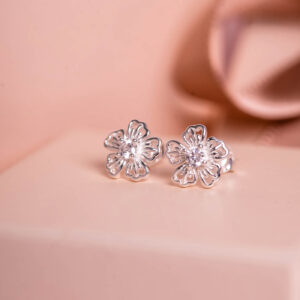 Brinco Flor com Zircônia Cristal