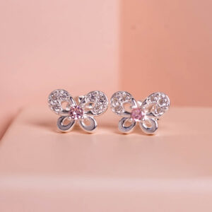Brinco Borboleta com Cristal Rosa