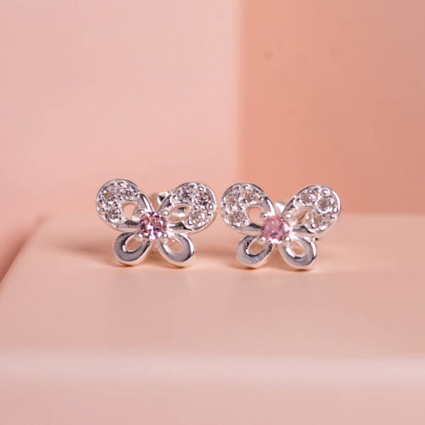Brinco Borboleta com Cristal Rosa