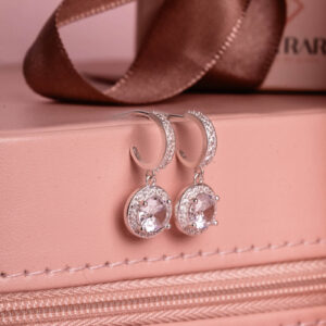 Brinco Meia Argola com Zircônia Cristal Pendente