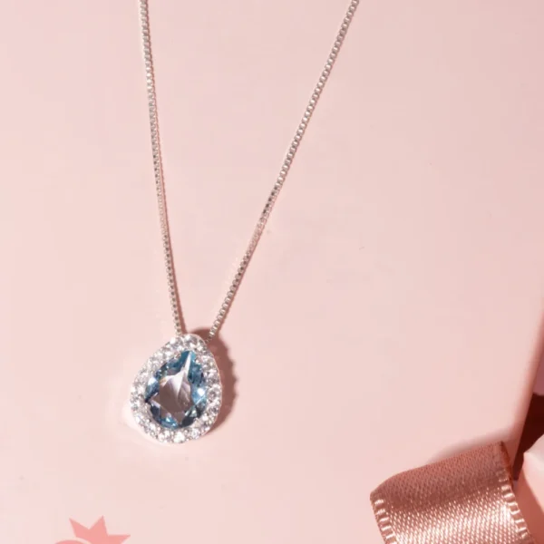 Colar Princesa Gota Agua Marinha - Imagem 2