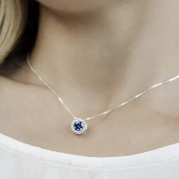 Colar Princesa Redondo Azul Safira - Imagem 2