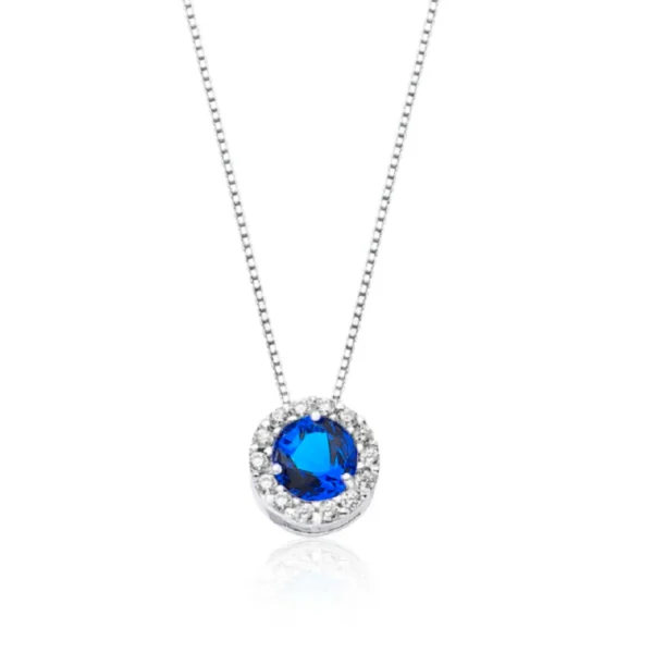 Colar Princesa Redondo Azul Safira