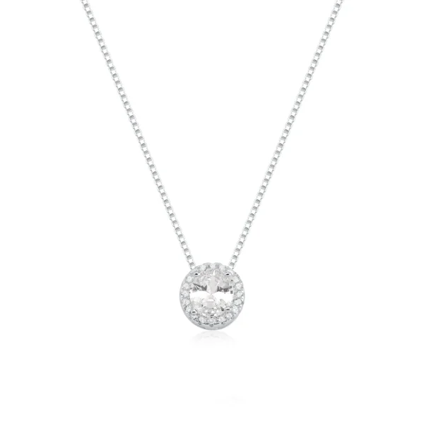 Colar Princesa Coração Redondo Zirconia Cristal