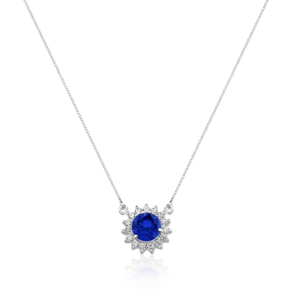 Colar Rainha Redondo Azul Safira