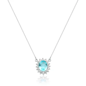 Colar Rainha Oval Topazio Sky