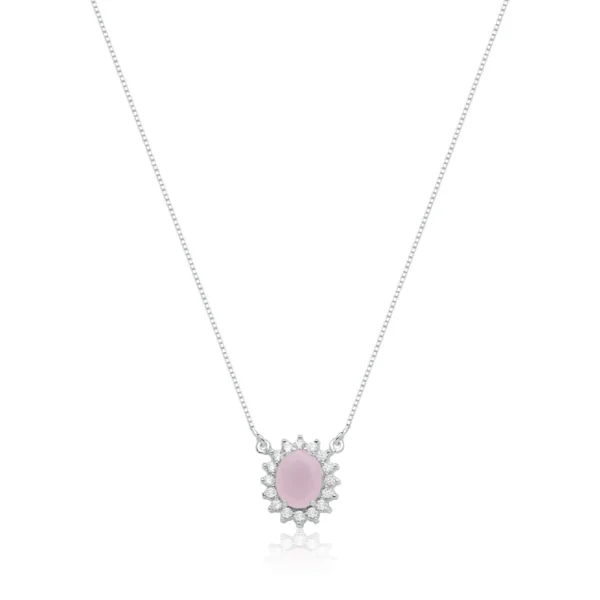 Colar Rainha Oval Rosa Milk