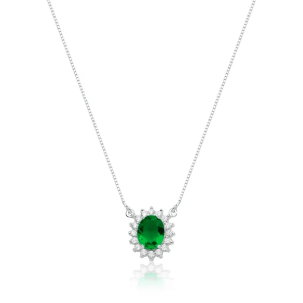 Colar Rainha Oval Verde Esmeralda