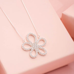 Colar Flor com Zircônias