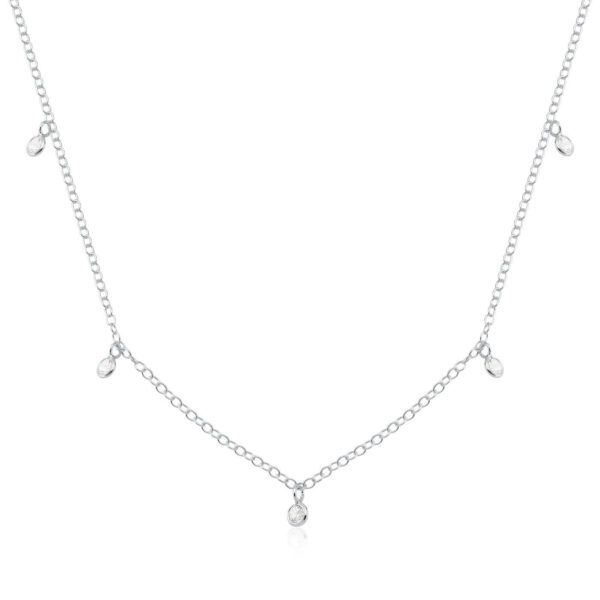 Colar 5 Zirconias Pendente