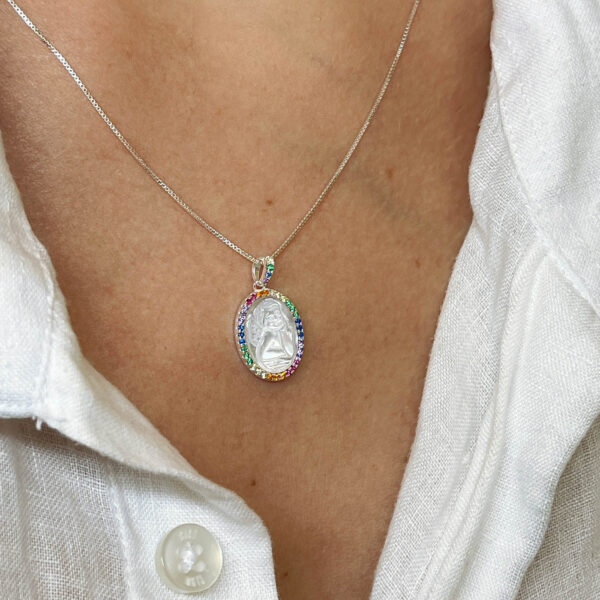 Colar Oval Madre P Santo Anjo Multicolor - Image 2