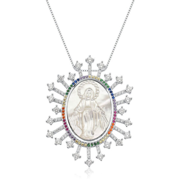 Colar Med Madre Perola Nossa Senhora das Graças Multicolor