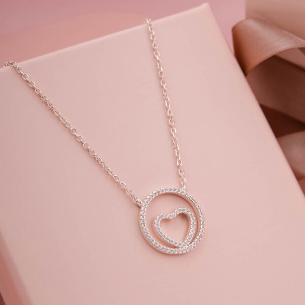 Colar Coração e Elo com Zirconia