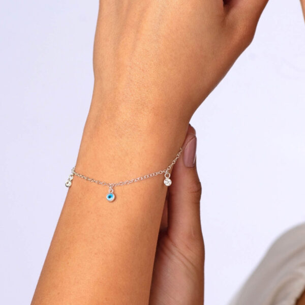 Pulseira Dois Olhos Grego e Três Zircônias - Imagem 2