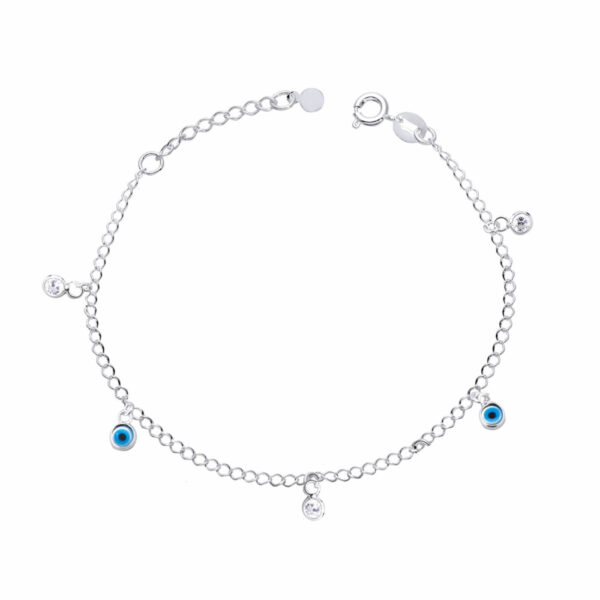 Pulseira Dois Olhos Grego e Três Zircônias