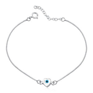 Pulseira Olho Grego Azul Claro Coração