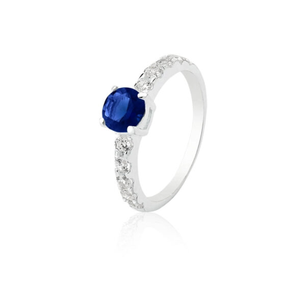 Anel Solitario Tiffany Azul Safira 6mm
