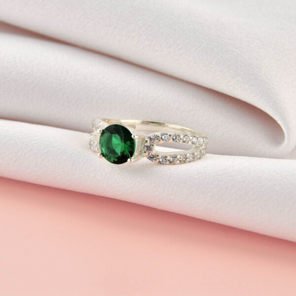 Anel Solitario Cartier 8mm Duplo Verde Esmeralda - Imagem 2