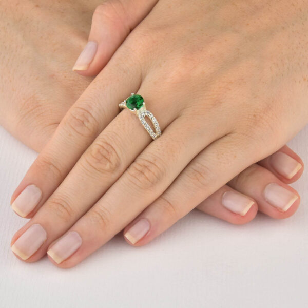 Anel Solitario Cartier 8mm Duplo Verde Esmeralda - Imagem 3