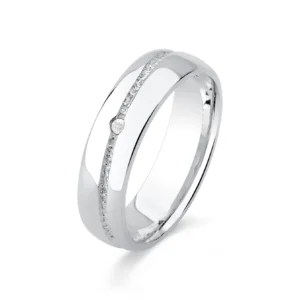 ALIANÇA FRISO TRANSVERSAL COM 1 ZIRCONIA 5MM