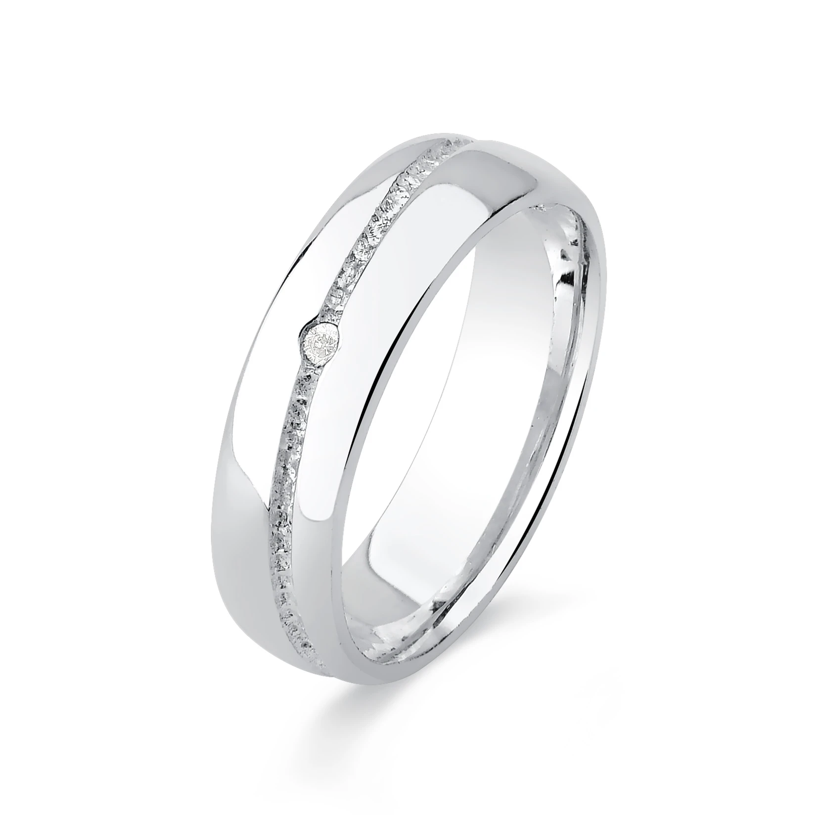 ALIANÇA FRISO TRANSVERSAL COM 1 ZIRCONIA 5MM