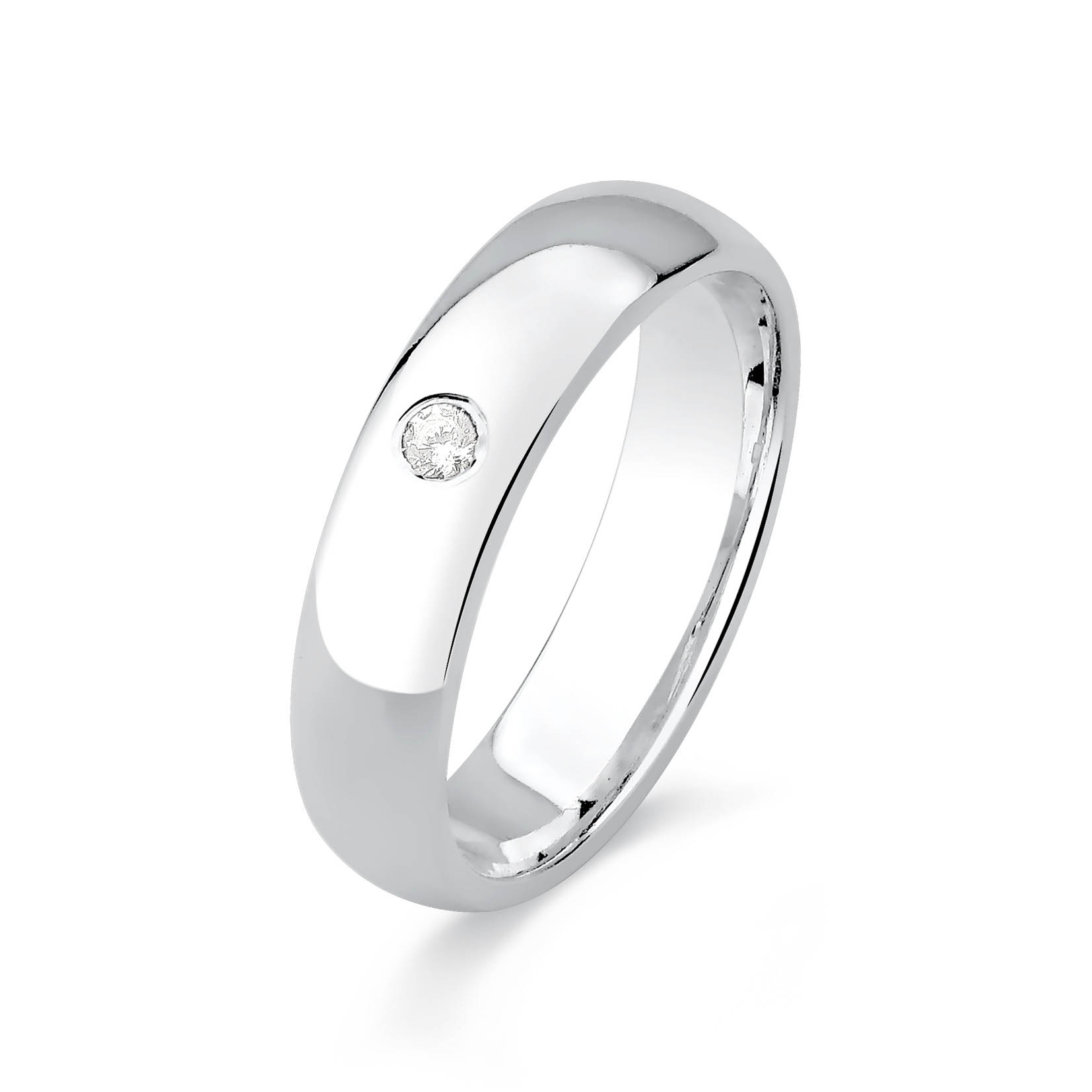 ALIANÇA ABAULADA C/ ZIRCONIA 5MM - Imagem 3