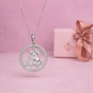 Colar Medalha Sao Jorge Cravejada