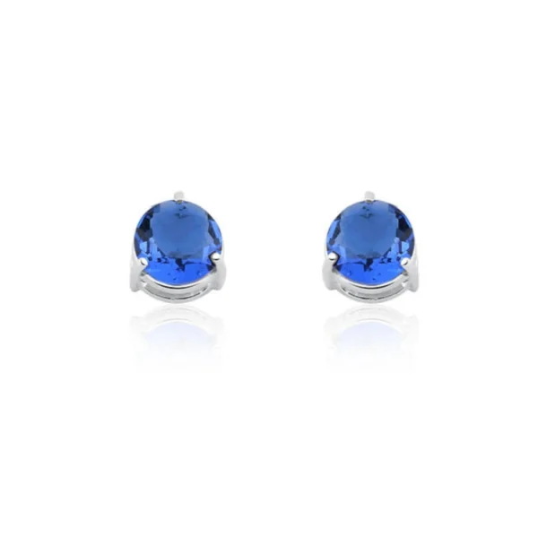 Brinco Ponto de Luz Pequeno Azul Safira