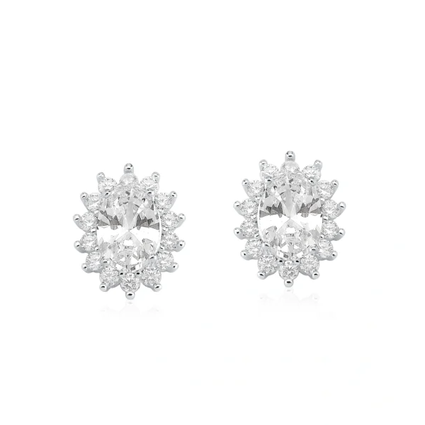 Brinco Rainha Mini Oval com Zirconia