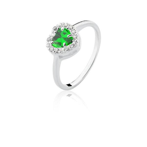Anel Princesa Coração Verde Esmeralda