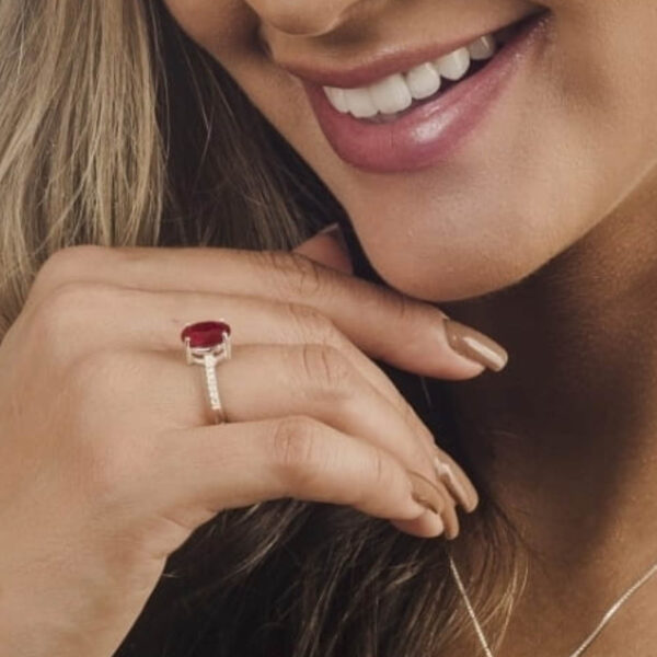 Anel Oval Jade Vermelha - Imagem 2