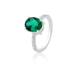 Anel Oval Verde Esmeralda