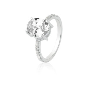 Anel Oval Zircônia Cristal