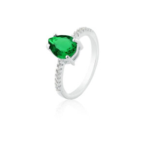 Anel Gota 7x9 Verde Esmeralda