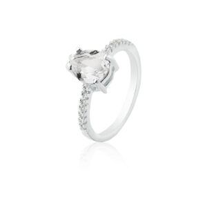 Anel Gota 7x9 Zircônia Cristal