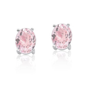Brinco Oval Cristal Rosa