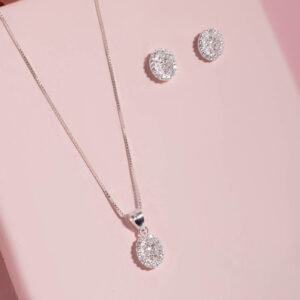 Conjunto Oval Pave C/ Zircônia